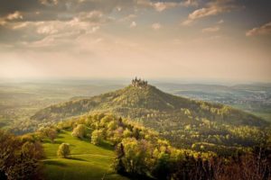 hohenzollern, World, Architecture, Buildings, Castles, Nature, Landscapes, Trees, Forest, Hills, Sky, Clouds, Scenic
