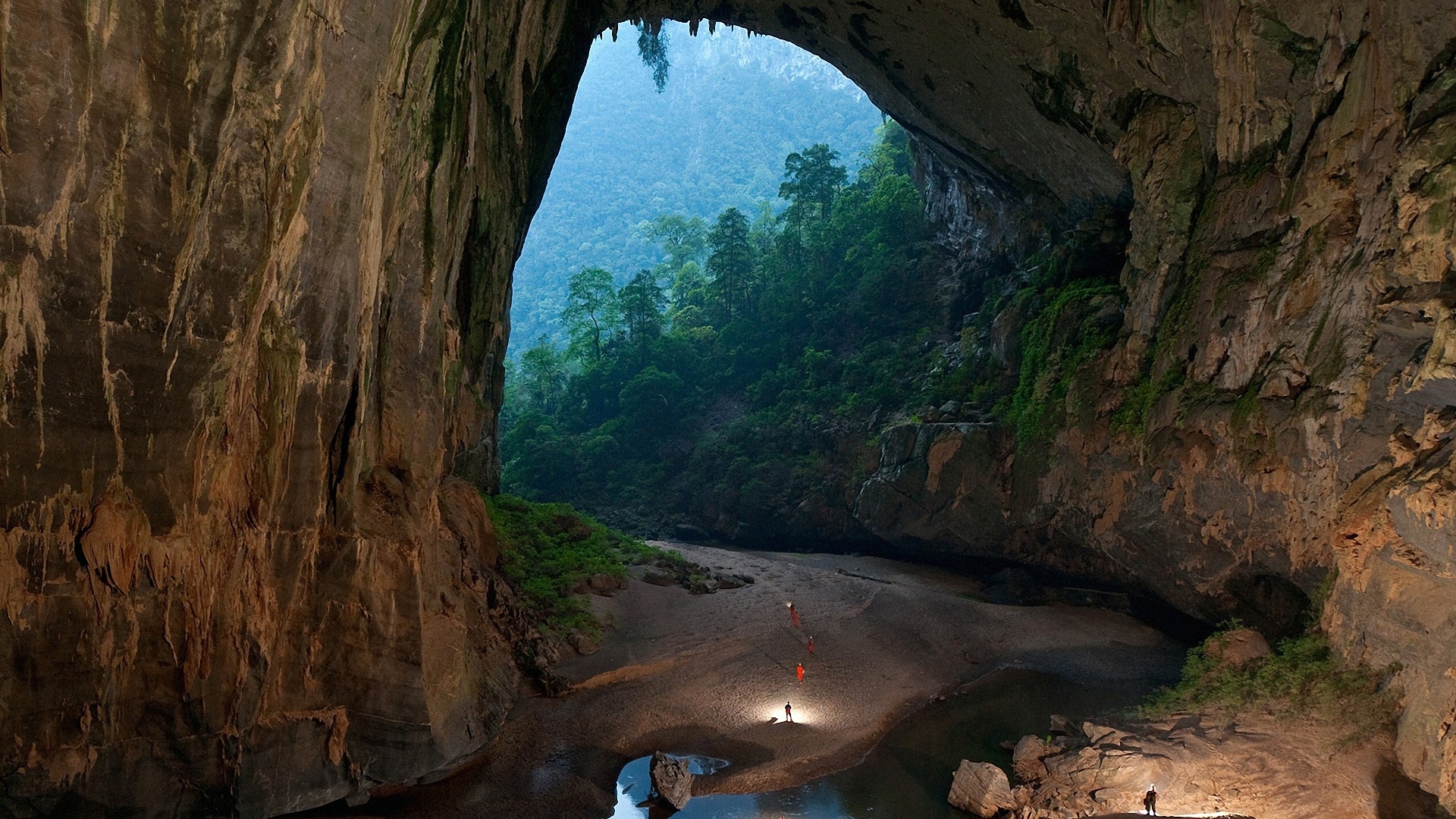 son, Doong, Cave, Nature, Landscapes, Caves, Trees, Forest, Jungle, Cliff, Stone, Walls, People Wallpaper
