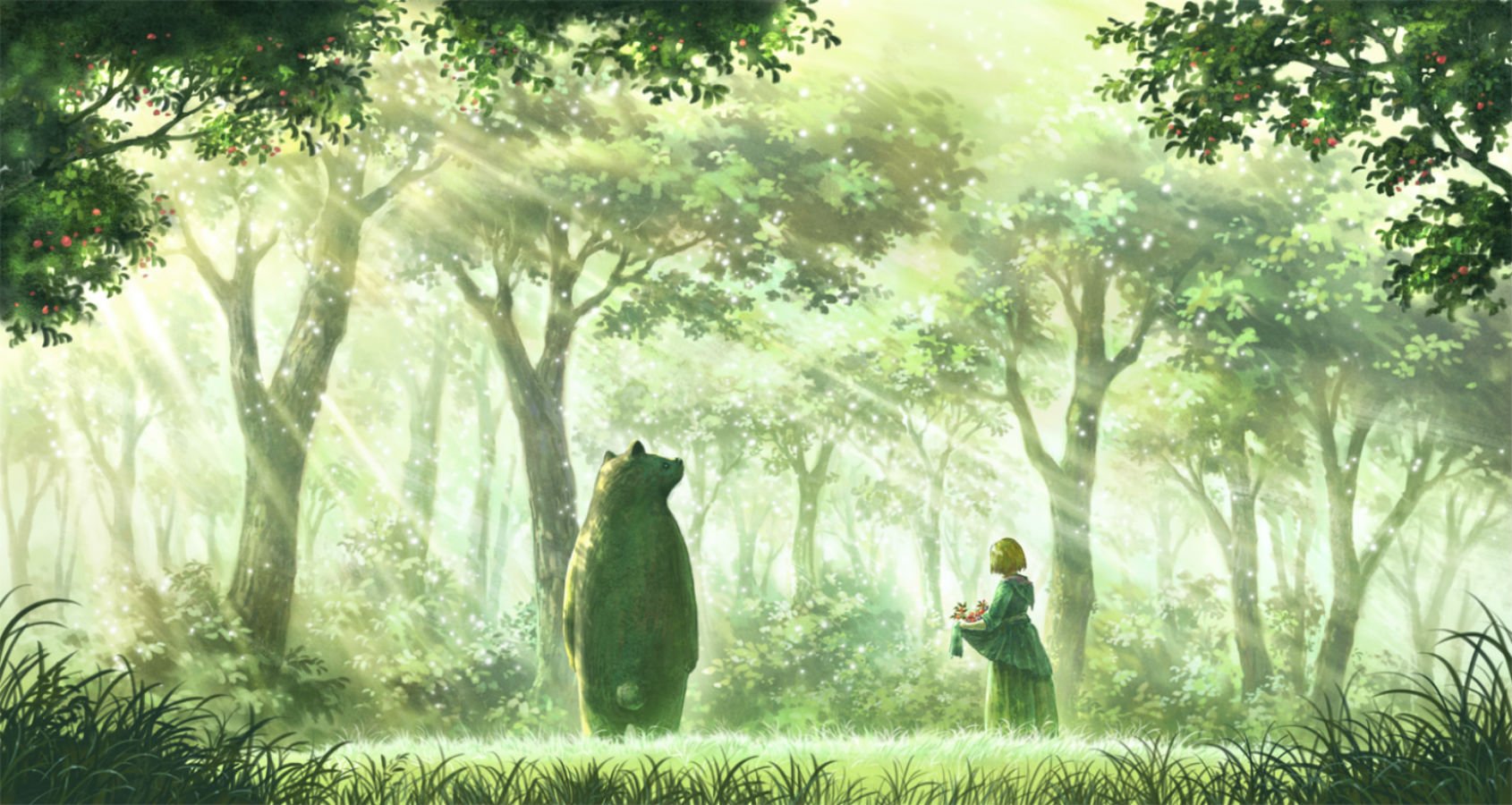 original, Animal, Bear, Dress, Forest, Grass, Original, Scenic, Shirakaba, Toshiharu, Tree Wallpaper