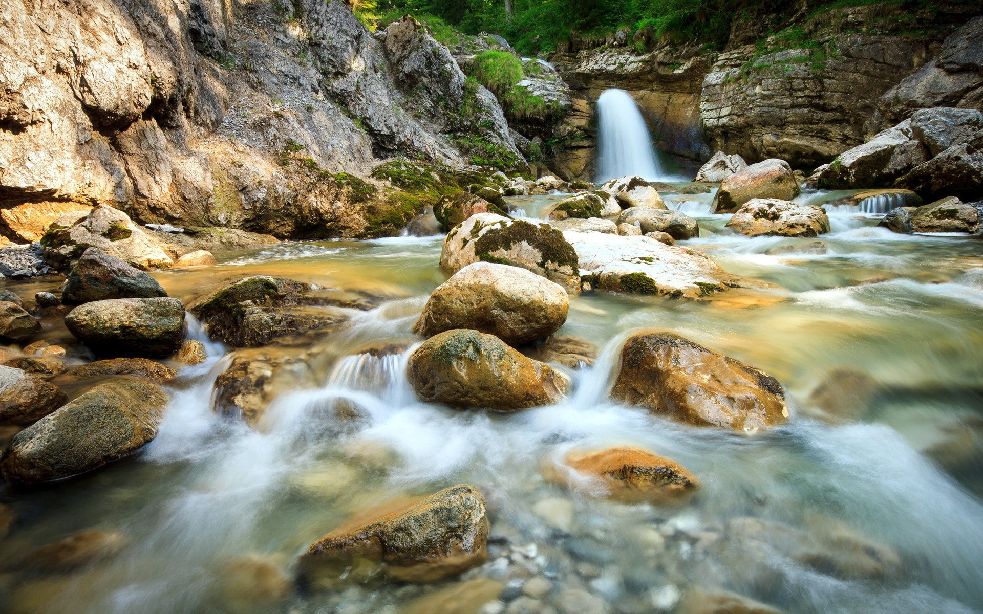 nature, Landscapes, Rivers, Rock, Timelapse, Trees Wallpaper