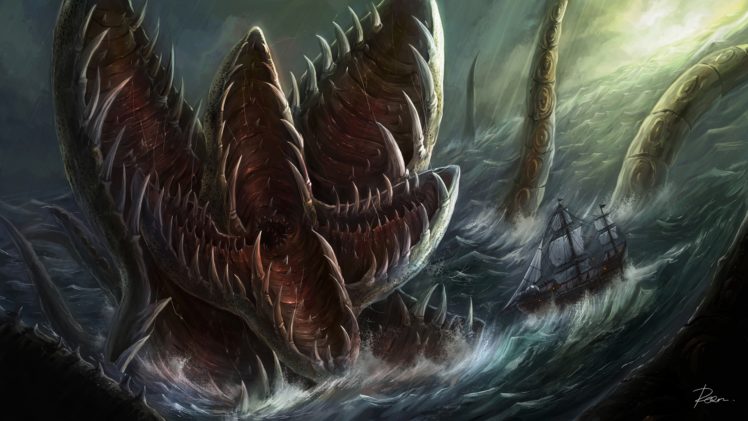 fantasy, Dark, Paintings, Art, Sea, Ocean, Nature, Evil, Horror, Creepy ...