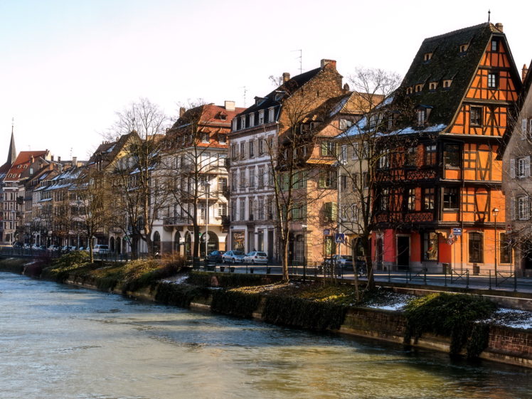 france, Strasbourg, World, Architecture, Buildings, Apartments, Houses, Rivers, Canal, Winter, Snow, Seasons, Europe HD Wallpaper Desktop Background