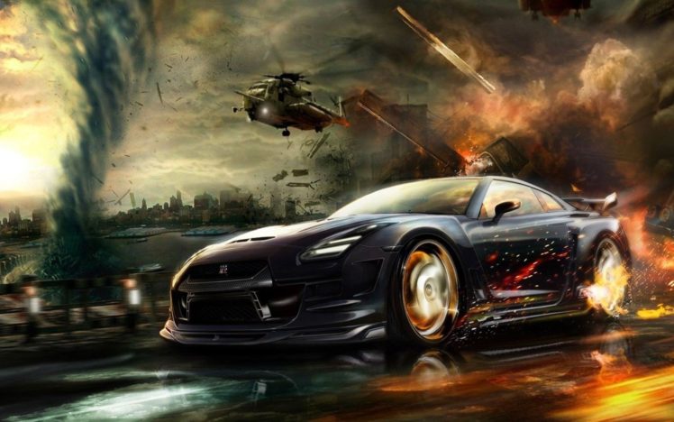 clouds, Helicopters, Cars, Explosions, Fire, Storm, Weather, Tornadoes, Nissan, Technics, Artwork, Vehicles, Explosions, In, The, Sky, Nissan, Gt r, Storm, Front, Skies, Fast, Nissan, Gt r, R35 HD Wallpaper Desktop Background