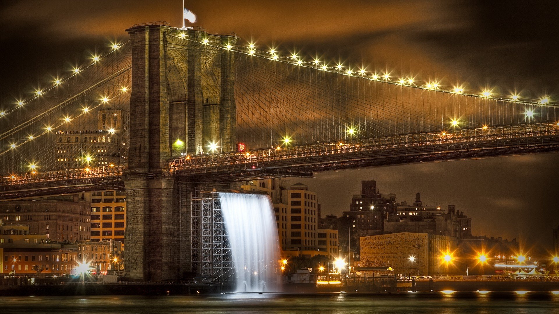 cityscapes, Bridges, Brooklyn, Bridge, Usa, New, York, City, Waterfalls, City, Skyline, Rivers Wallpaper