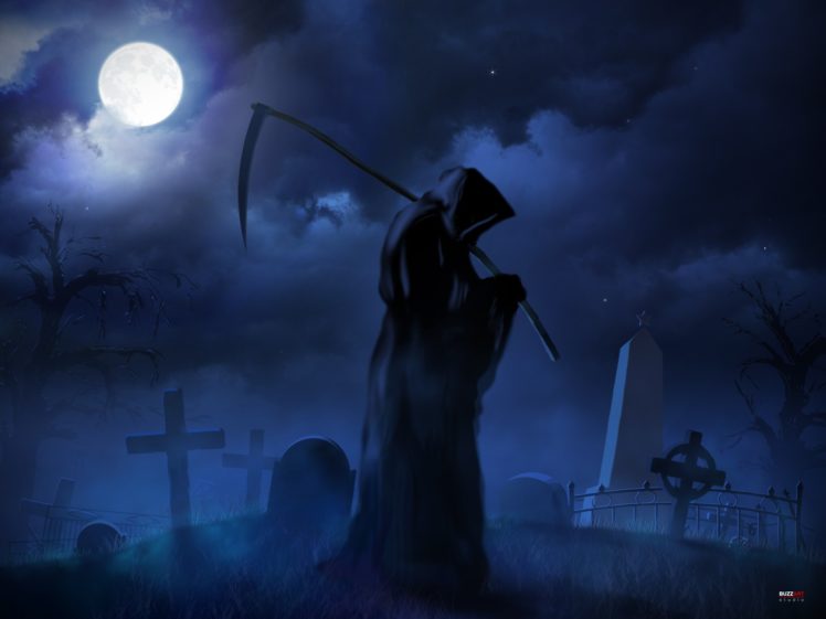 dark, Fantasy, Reaper, Cross, Weapon, Scythe, Cemetery, Grave HD Wallpaper Desktop Background