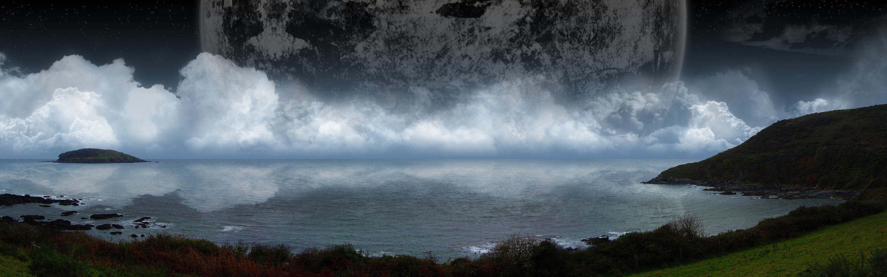 moon, Duel, Islands Wallpaper