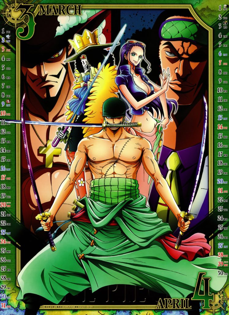 robin, One, Piece,  anime , Roronoa, Zoro, Calendar, Hawkeye, Manga, Brook,  one, Piece , Aokiji HD Wallpaper Desktop Background