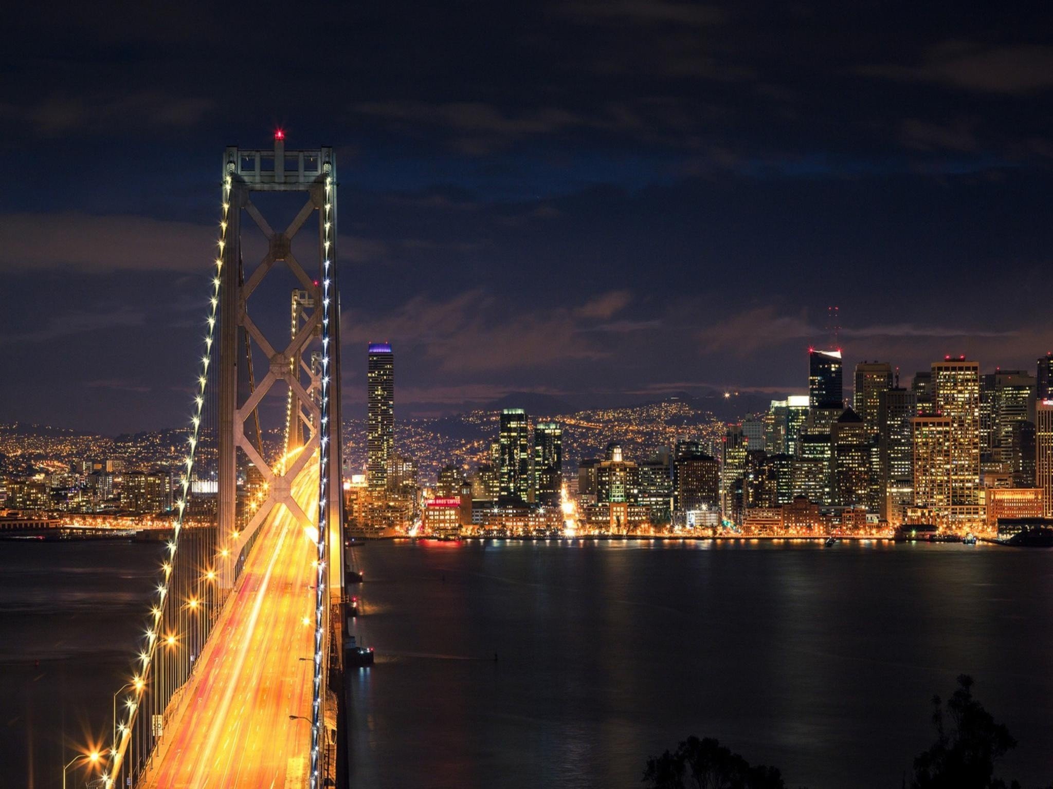 cityscapes, Night, Lights, Bridges, Cities Wallpaper
