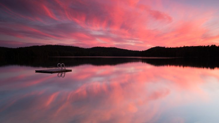 sunset, Landscapes, Nature, Lakes, Reflections HD Wallpaper Desktop Background