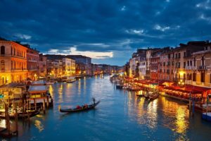 grand, Canal, At, Night,  , Venice