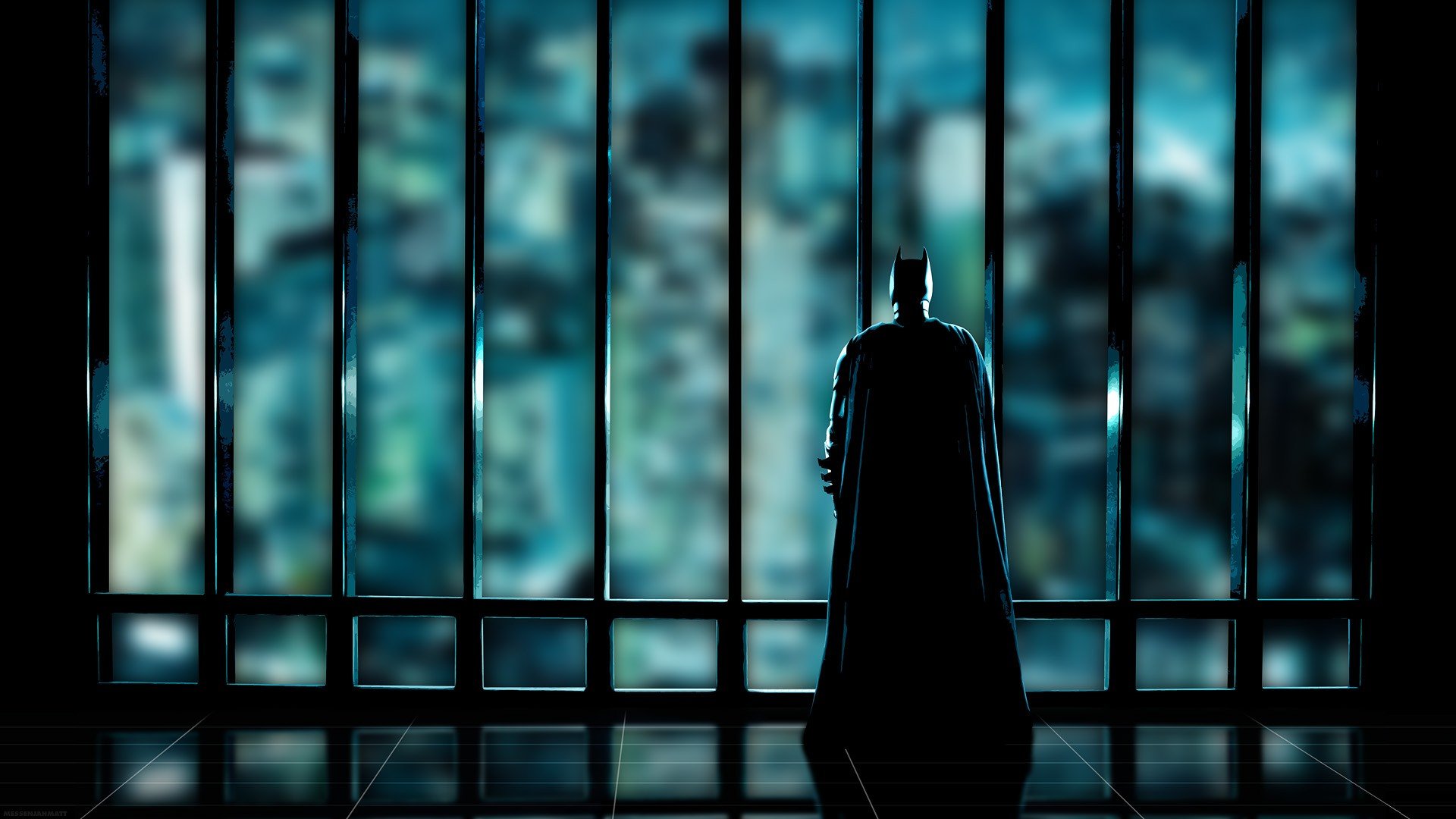 batman, Silhouettes, Superheroes, Gotham, City, Window, Panes Wallpaper