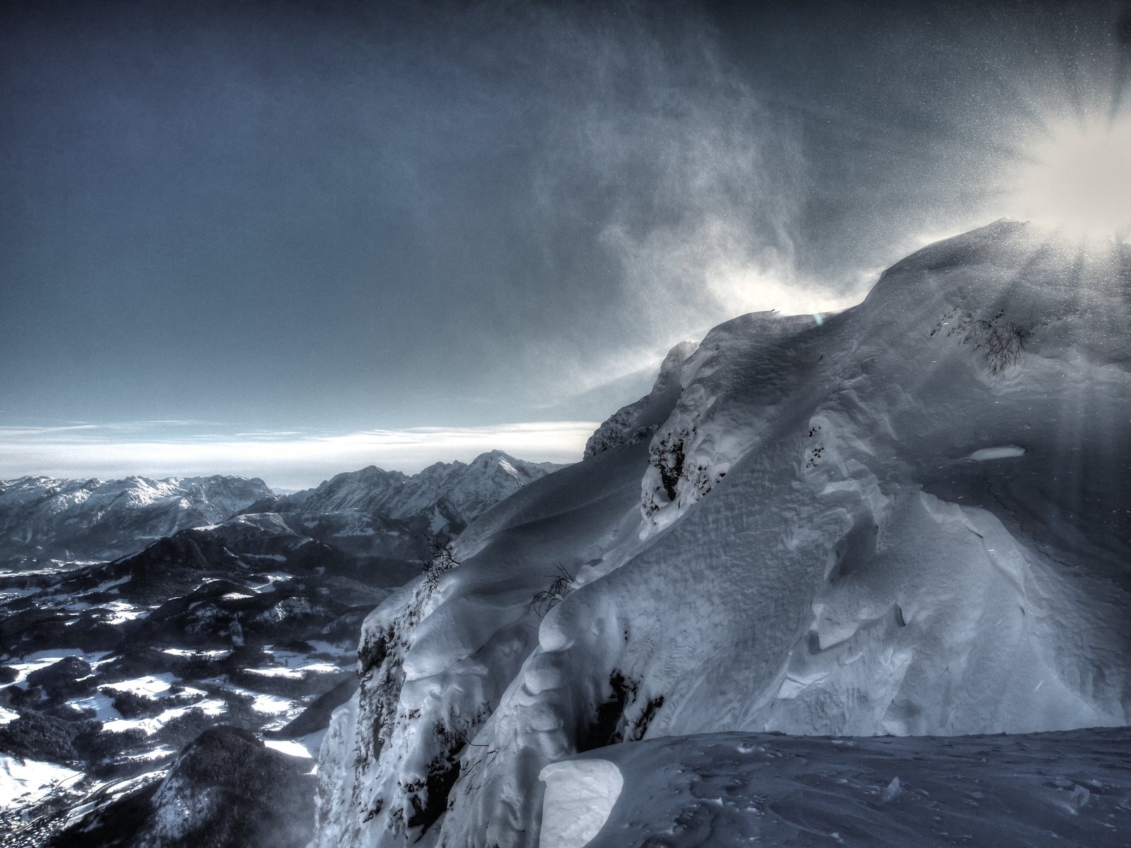 landscapes, Snow, Winter, Sun, Sunlight, Beams, Ray Wallpaper