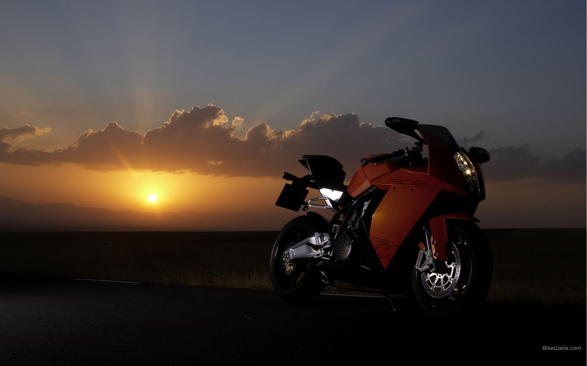 sunset, Ktm, Rc8, Motorbikes Wallpaper