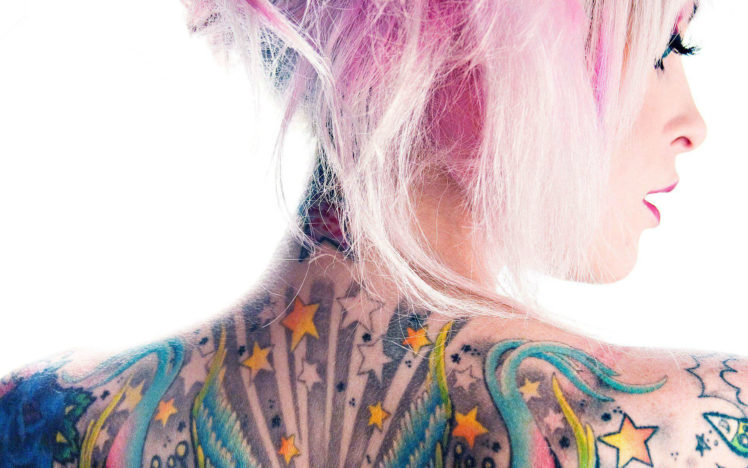 women, Glam, Model, Pink, Tattoo, Color, People, Stars, Face HD Wallpaper Desktop Background