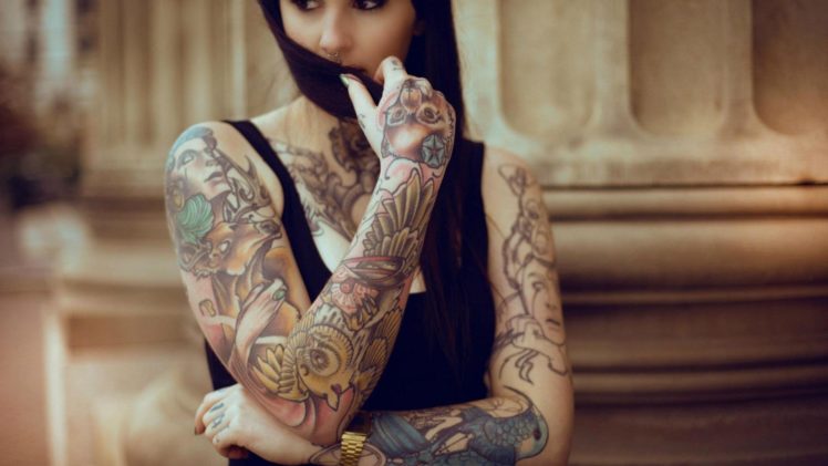 brunette, Tattoo HD Wallpaper Desktop Background