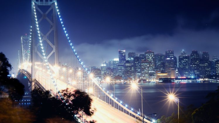 california, Bay, Bridge, San, Francisco, Night HD Wallpaper Desktop Background