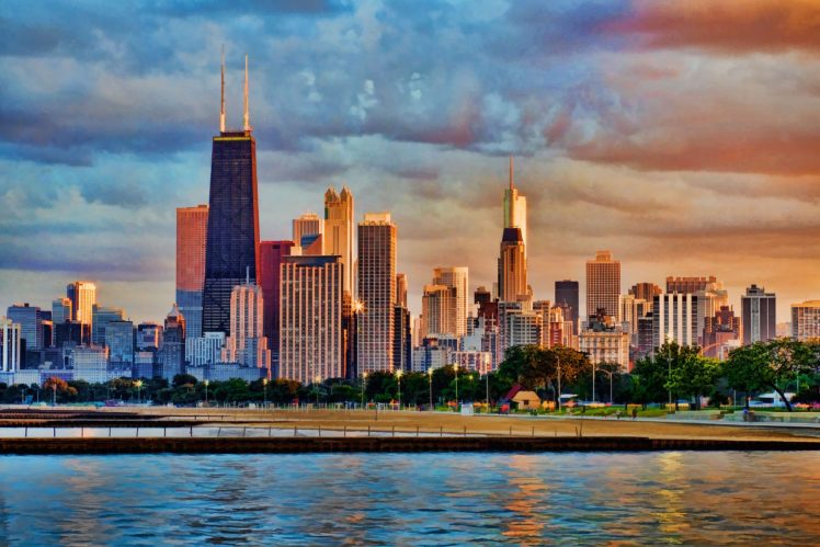chicago, Usa, City, Night HD Wallpaper Desktop Background