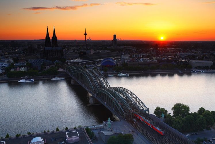 cologne, Cathedral, At, Dusk, Germany, Sunset HD Wallpaper Desktop Background