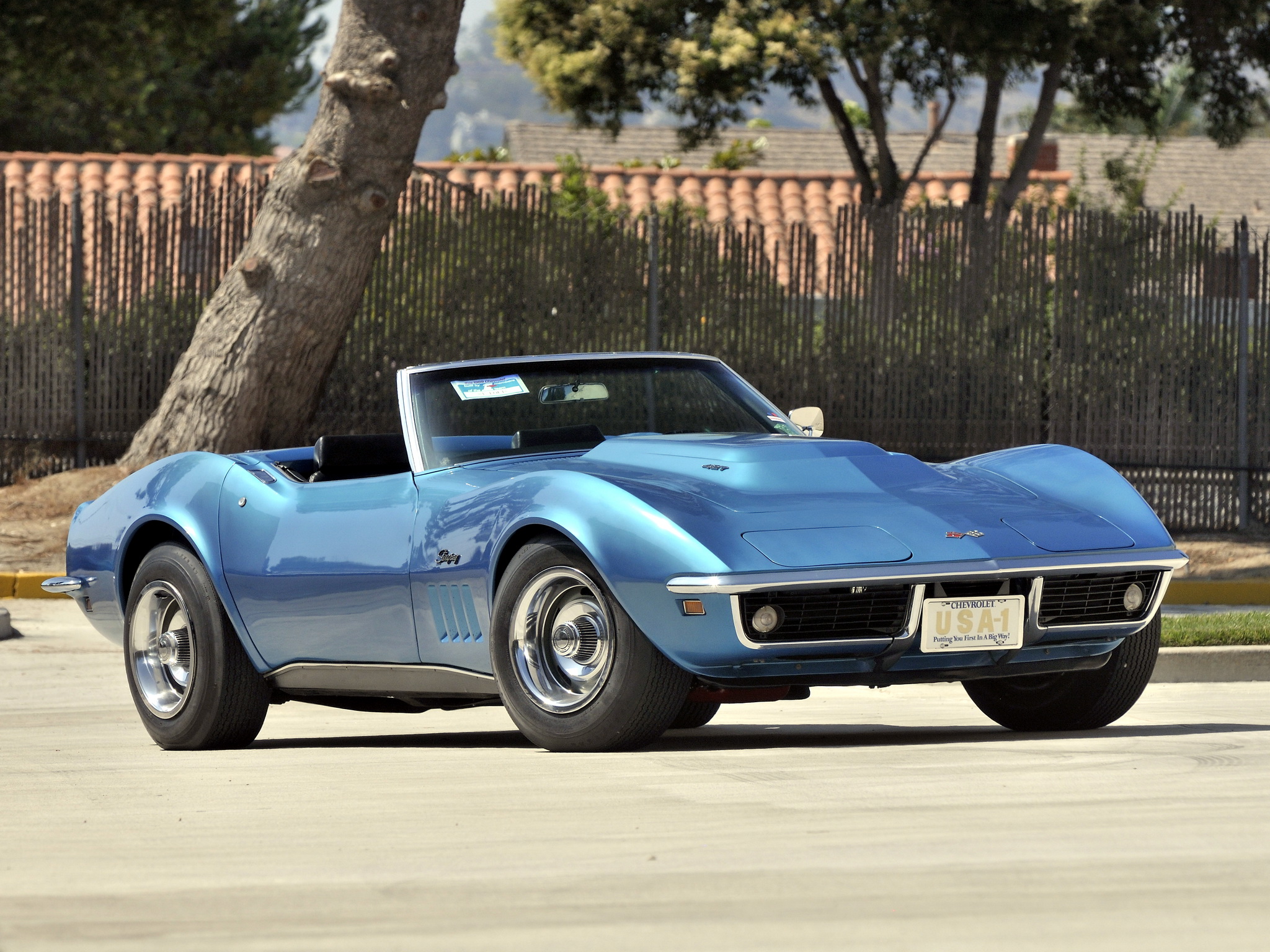 chevrolet, Corvette, Stance, Classic, Muscle, Cars, Bluee Wallpaper