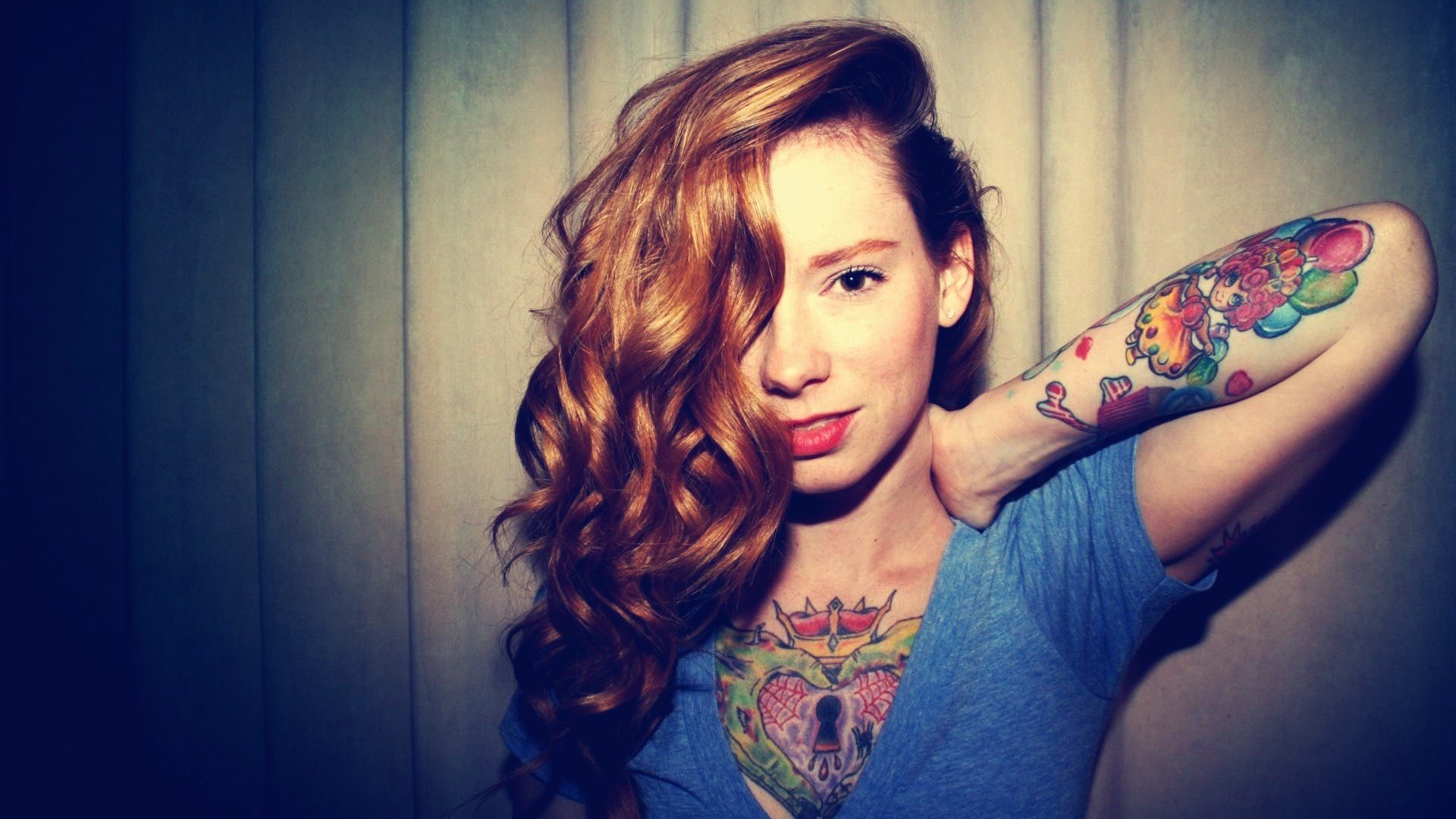 girl, Tattoo, Redhead, Face Wallpaper