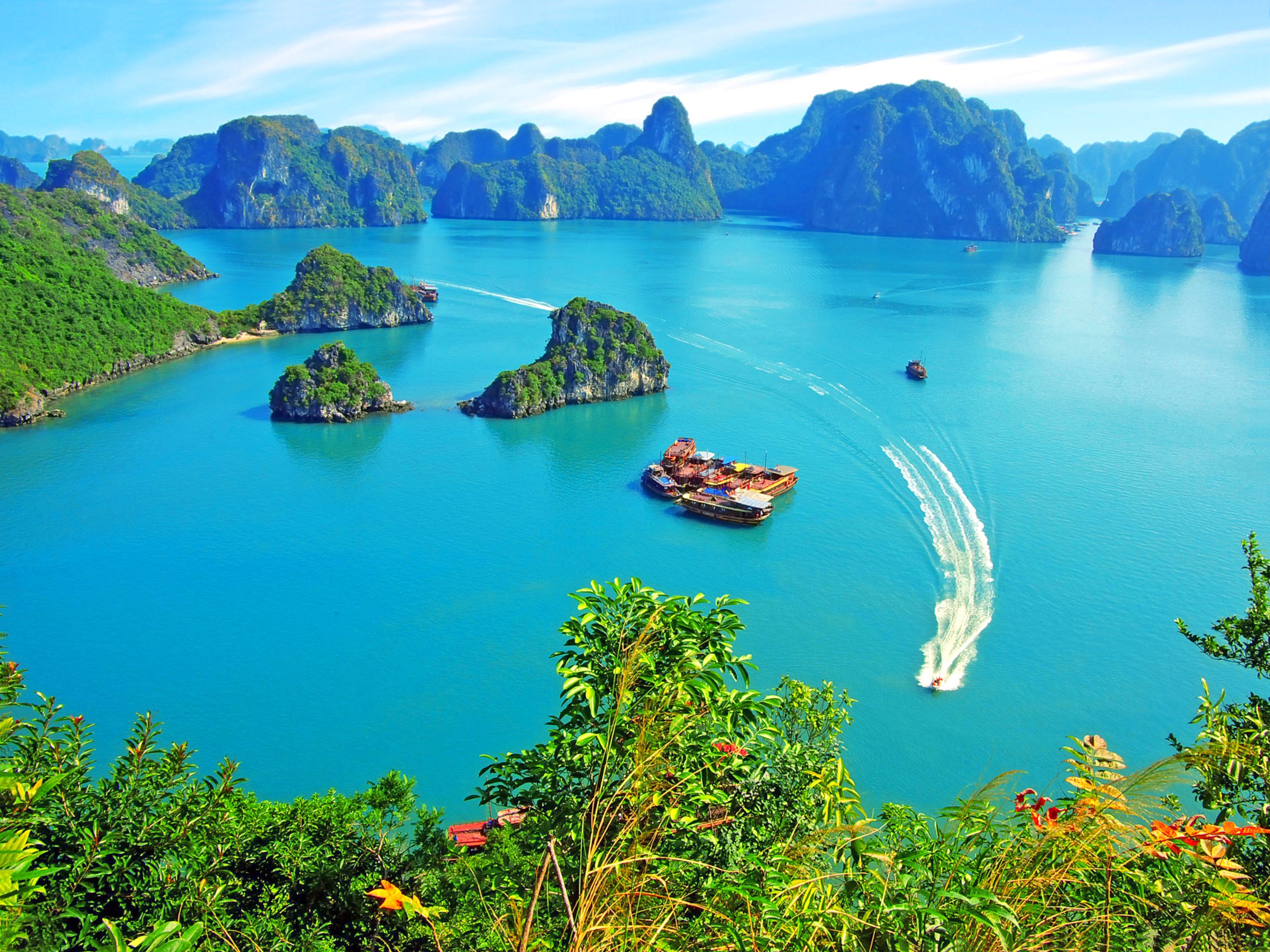 halong, Bay, Vietnam, Island, Island, Boat, Tropical Wallpaper