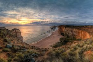 landscape, Nature, Ocean, Rocks, Sunset, The, Twelve, Apostles, Nat, , Park, Port, Campbell, Victoria, Australia