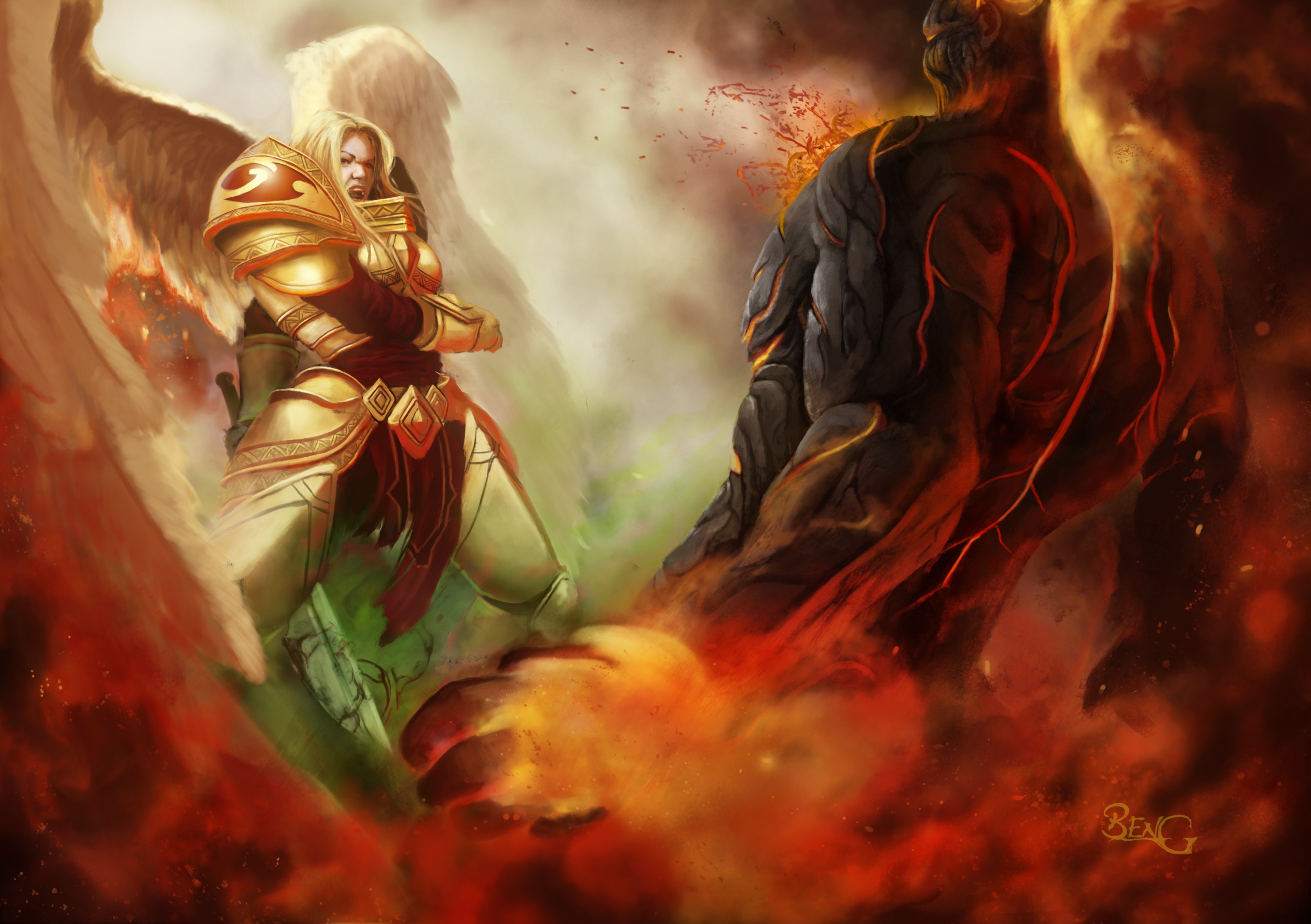 league, Of, Legends, Angel, Battle, Monster, Games, Fantasy, Armor Wallpaper