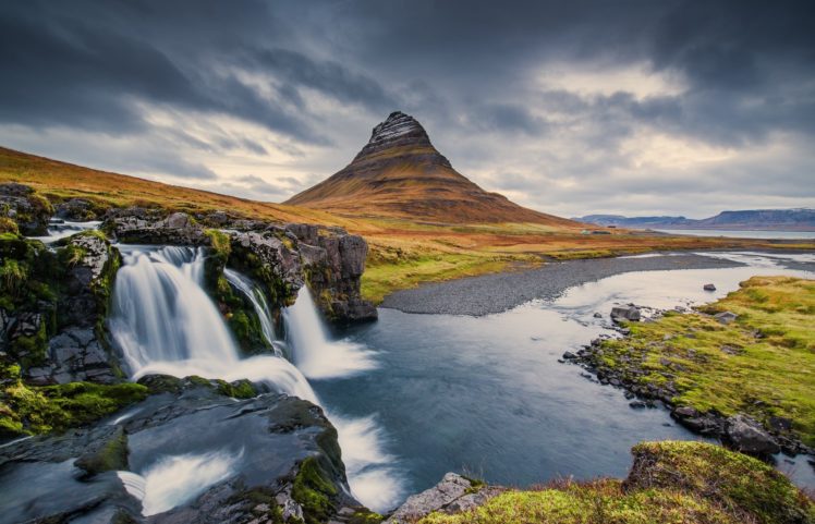 mountain, Kirkjufell, Iceland, Waterfall HD Wallpaper Desktop Background