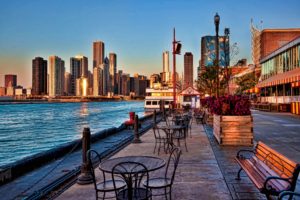 navy, Pier, Sunrise, Chicago