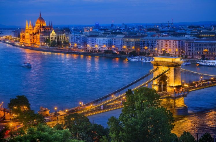 parlamento, Y, Puente, De, Las, Cadenas, Budapest, Hungary, Bridge HD Wallpaper Desktop Background