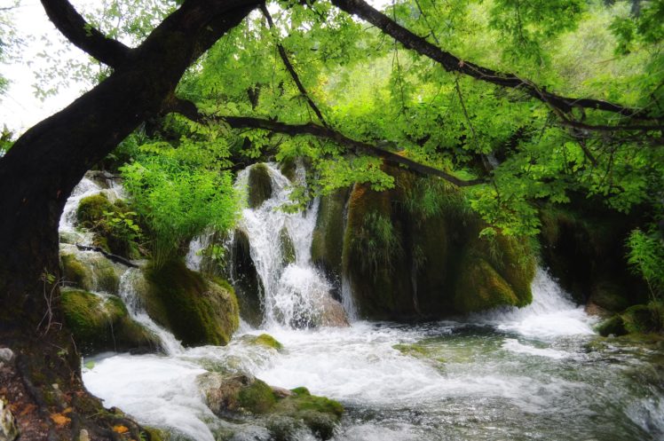 river, Waterfall, Rocks, Trees, Nature HD Wallpaper Desktop Background