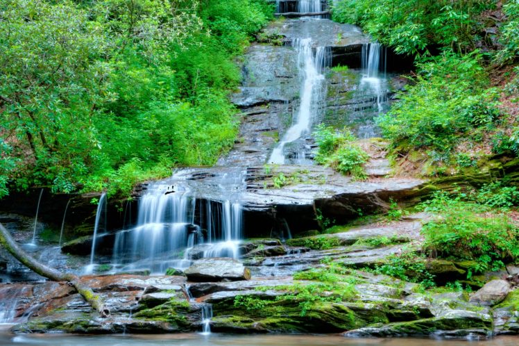 rocks, Waterfall, Trees, Landscape HD Wallpaper Desktop Background