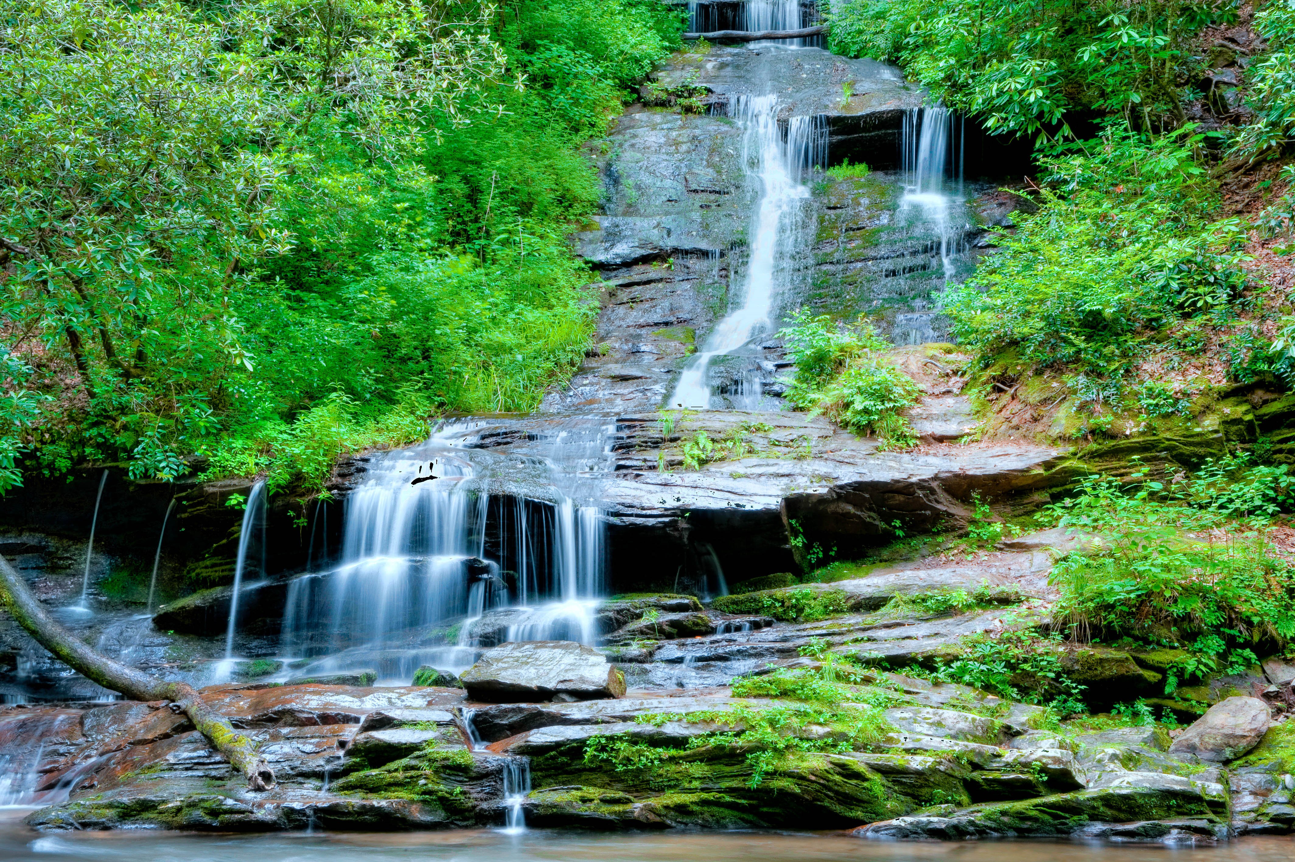 rocks, Waterfall, Trees, Landscape Wallpaper