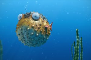 sea, Bubbles, Spikes, Eye, Ball, Fish, Ocean, Underwater