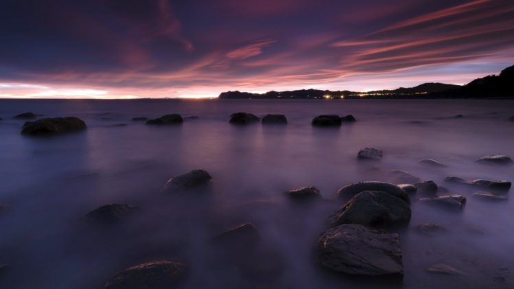 sea, Rocks, Sunset HD Wallpaper Desktop Background