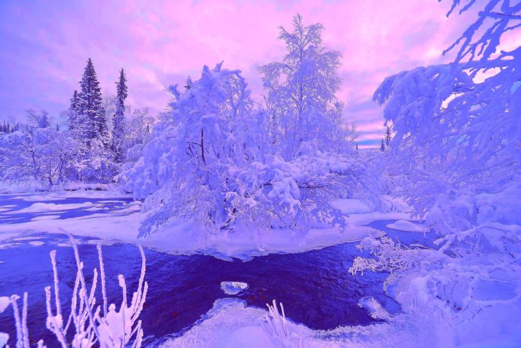 snow, Landscape, River, Winter HD Wallpaper Desktop Background