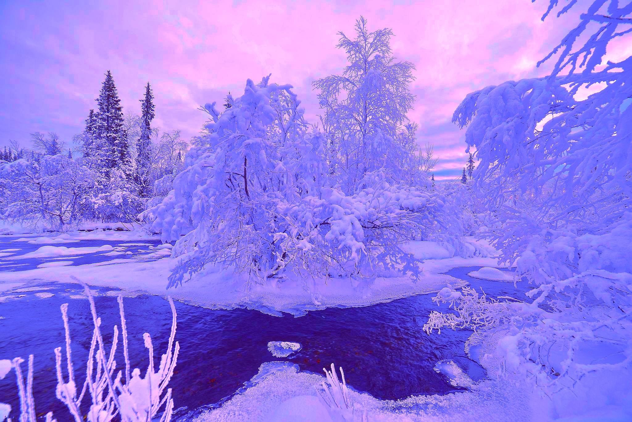 snow, Landscape, River, Winter Wallpaper