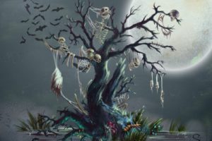 tree, Skeleton, Dark, Horror, Halloween