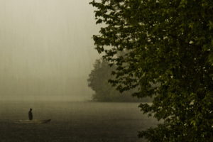 lakes, Mood, Situation, People, Storm, Rain, Drops, Trees, Dark, Boats