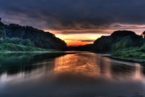 water, Sunset, Clouds, Landscapes, Nature, Forests, Rivers, Reflections