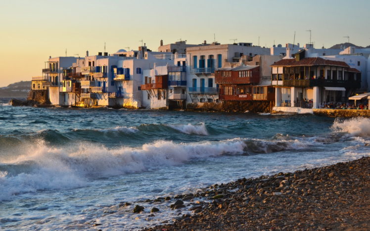 greece, Mykonos, Buildings, Resort, Villa, Houses, Tropical, Nature, Beaches, Waves, Ocean, Sea HD Wallpaper Desktop Background