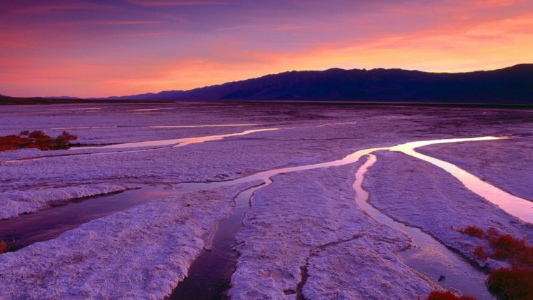 sunset, Mountains, California, Death, Valley, Salt, Flats HD Wallpaper Desktop Background