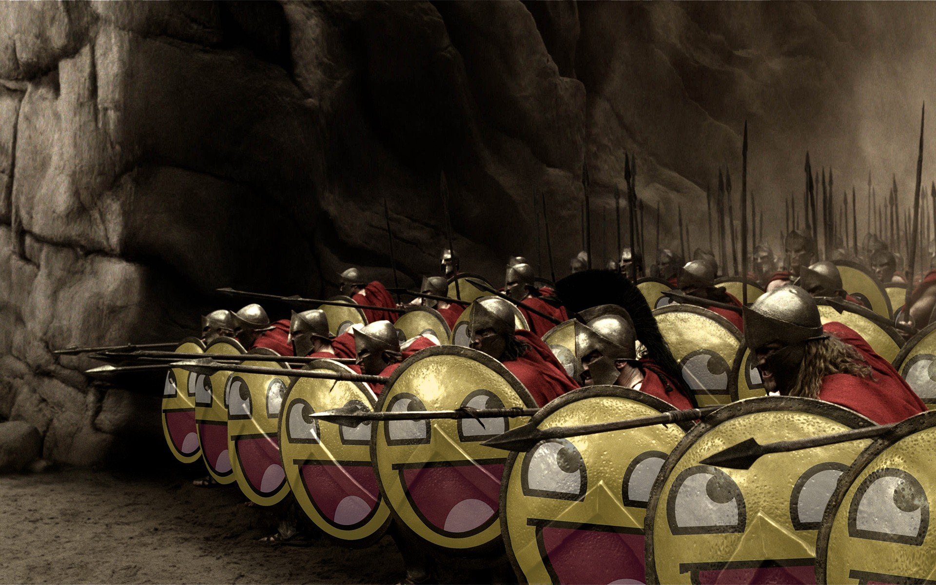 300, movie , Spartan, Sparta, Shield, Smiley, Face, Spears, Awesome