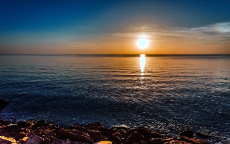 water, Sunrise, Ocean, Nature, Rocks, Hdr, Photography, Sea, Clear, Sky HD Wallpaper Desktop Background