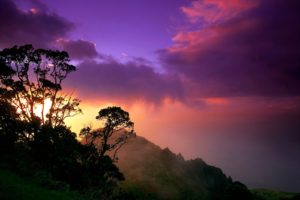 sunset, Mountains, Clouds, Landscapes, Forests