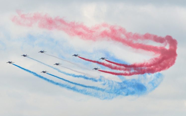 aircraft, Contrails, Aviation, Air, Force, Air, Patrouille, De, France HD Wallpaper Desktop Background