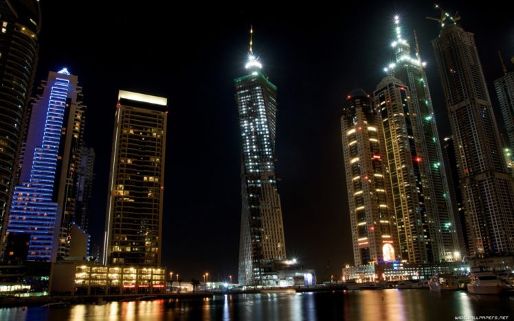 cityscapes, Night, Dubai HD Wallpaper Desktop Background