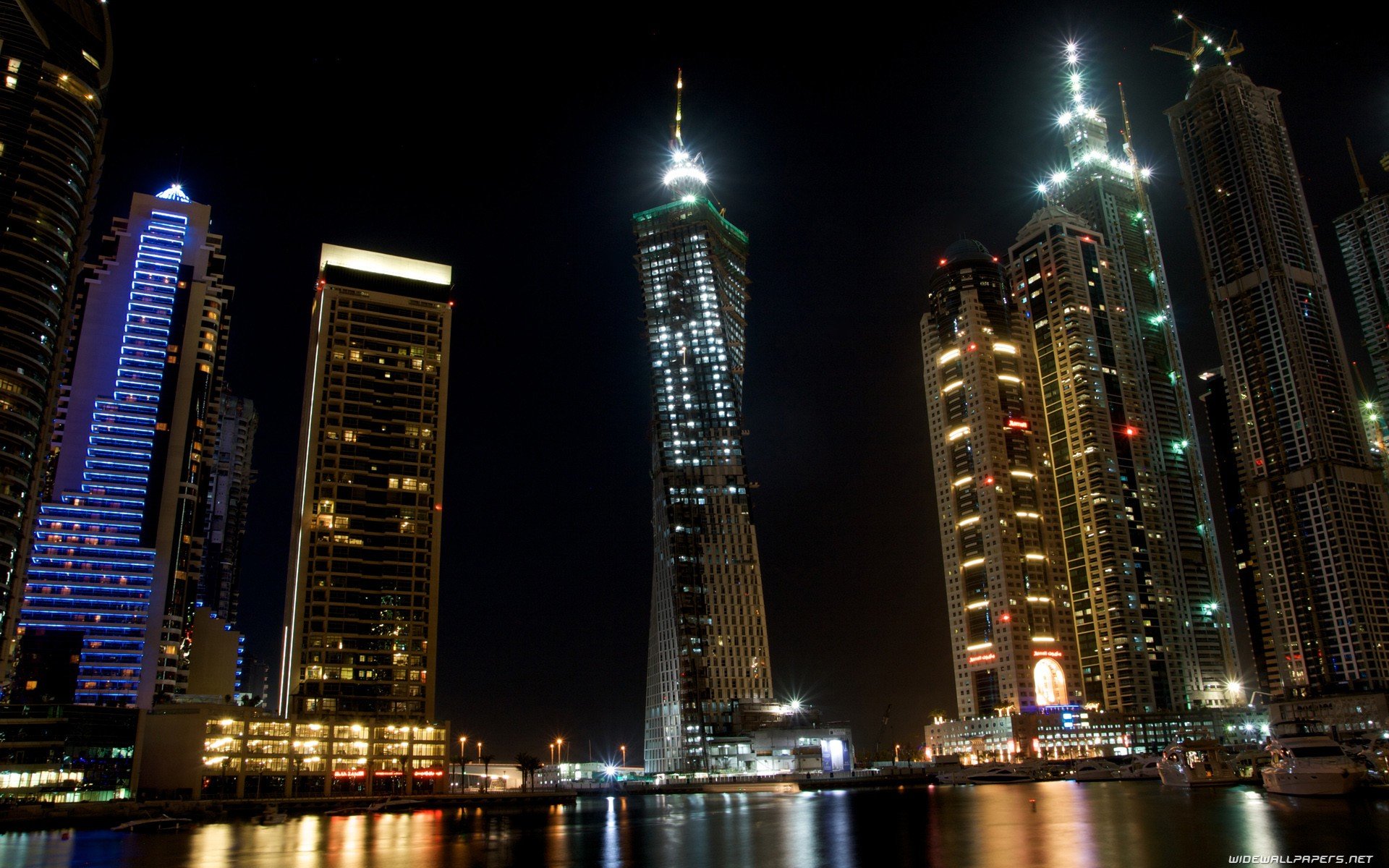 cityscapes, Night, Dubai Wallpaper