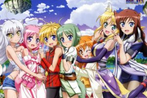 brunettes, Blondes, Tails, Clouds, Dress, Flowers, Blue, Eyes, Cleavage, Skirts, Long, Hair, Pink, Hair, Animal, Ears, Short, Hair, Green, Hair, Yellow, Eyes, Cat, Ears, Blush, Open, Mouth, Anime, Dog, Days, Leo