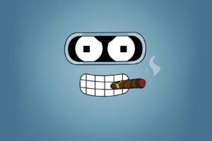 futurama, Cartoons, Bender, Smoking